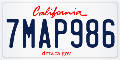CA license plate 7MAP986