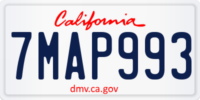 CA license plate 7MAP993