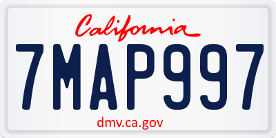 CA license plate 7MAP997
