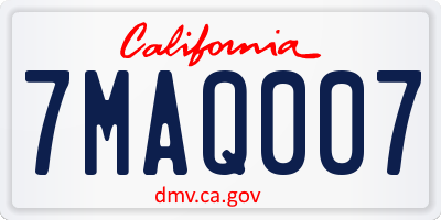CA license plate 7MAQ007