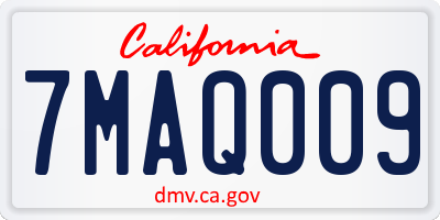 CA license plate 7MAQ009