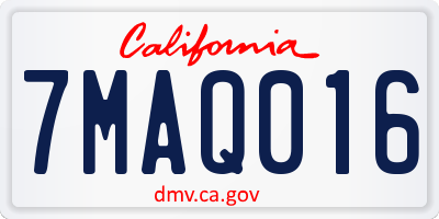 CA license plate 7MAQ016