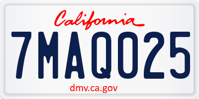 CA license plate 7MAQ025