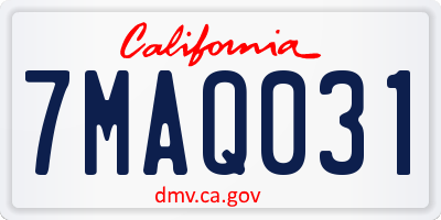 CA license plate 7MAQ031