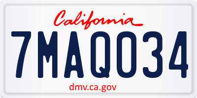 CA license plate 7MAQ034