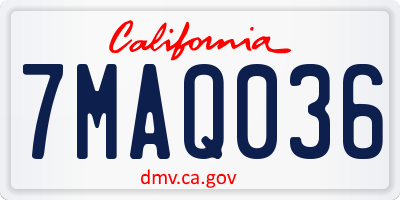 CA license plate 7MAQ036