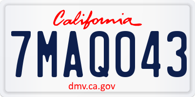 CA license plate 7MAQ043