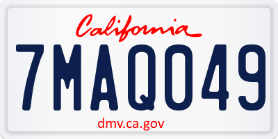 CA license plate 7MAQ049
