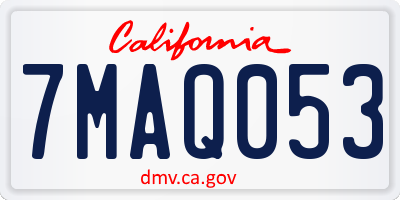 CA license plate 7MAQ053