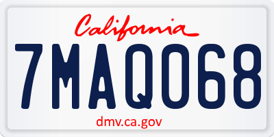 CA license plate 7MAQ068