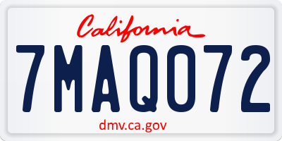 CA license plate 7MAQ072