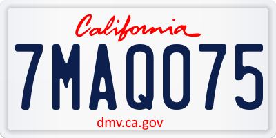 CA license plate 7MAQ075