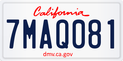 CA license plate 7MAQ081