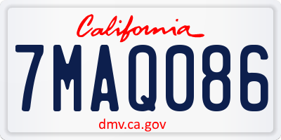 CA license plate 7MAQ086