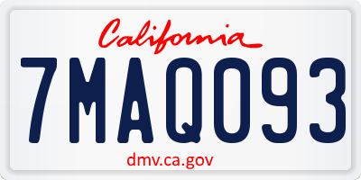CA license plate 7MAQ093