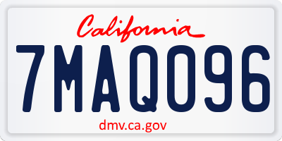 CA license plate 7MAQ096