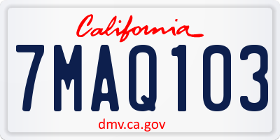 CA license plate 7MAQ103