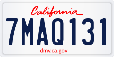 CA license plate 7MAQ131