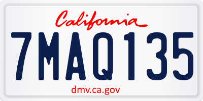 CA license plate 7MAQ135