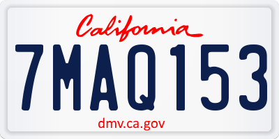 CA license plate 7MAQ153