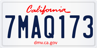 CA license plate 7MAQ173