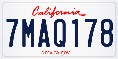 CA license plate 7MAQ178