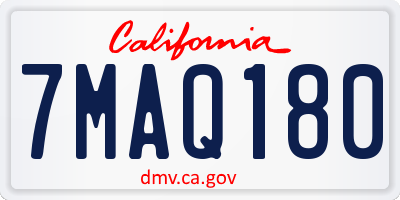 CA license plate 7MAQ180