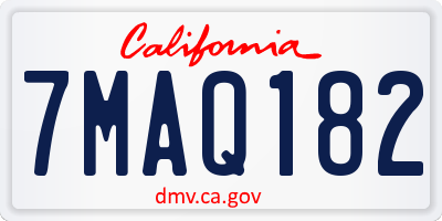 CA license plate 7MAQ182