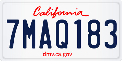 CA license plate 7MAQ183