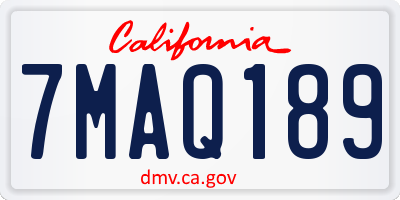 CA license plate 7MAQ189