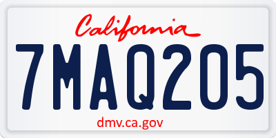CA license plate 7MAQ205