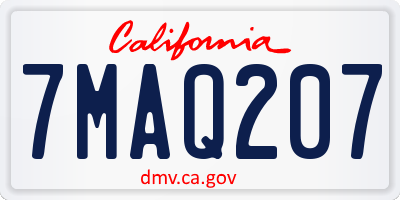 CA license plate 7MAQ207