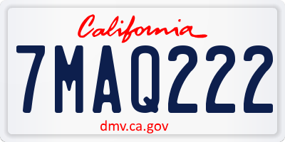 CA license plate 7MAQ222