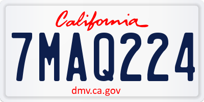 CA license plate 7MAQ224