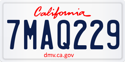 CA license plate 7MAQ229