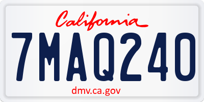 CA license plate 7MAQ240