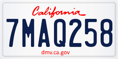 CA license plate 7MAQ258