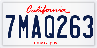 CA license plate 7MAQ263