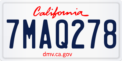 CA license plate 7MAQ278