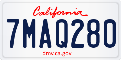 CA license plate 7MAQ280