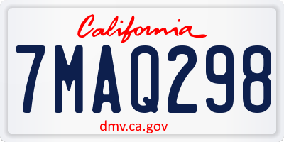 CA license plate 7MAQ298