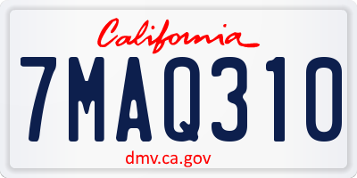 CA license plate 7MAQ310