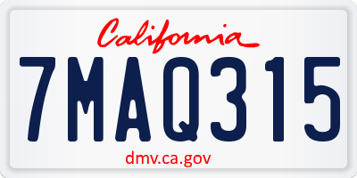 CA license plate 7MAQ315
