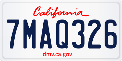 CA license plate 7MAQ326