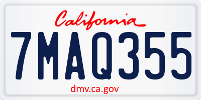 CA license plate 7MAQ355