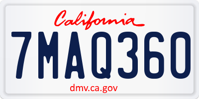 CA license plate 7MAQ360