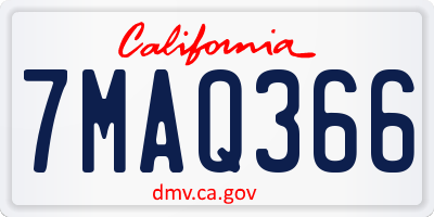 CA license plate 7MAQ366