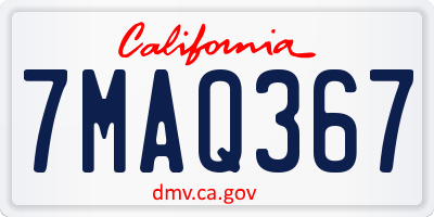 CA license plate 7MAQ367