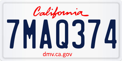 CA license plate 7MAQ374