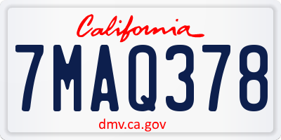 CA license plate 7MAQ378